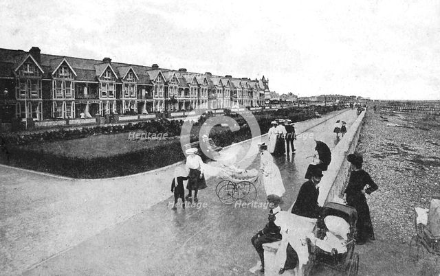 Families out walking on New Parade, East Worthing, West Sussex, c1900s-c1920s. Artist: Unknown