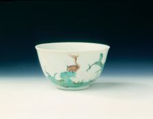 Famille verte cup with stork, Qing dynasty, China, c1720. Creator: Unknown