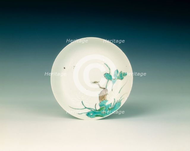 Famille verte saucer, Qing dynasty, late Kangxi-Yongzheng period, China, c1720. Creator: Unknown.