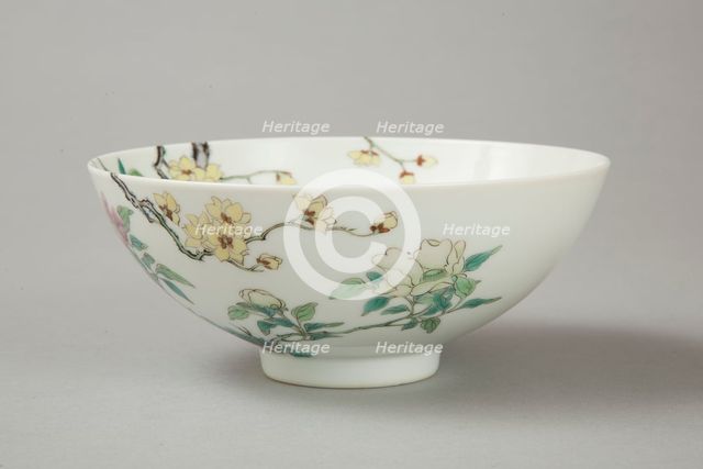Famille rose bowl with floral decoration, 20th century. Creator: Unknown.