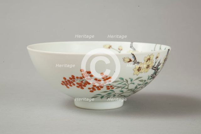 Famille rose bowl with floral decoration, 20th century. Creator: Unknown.