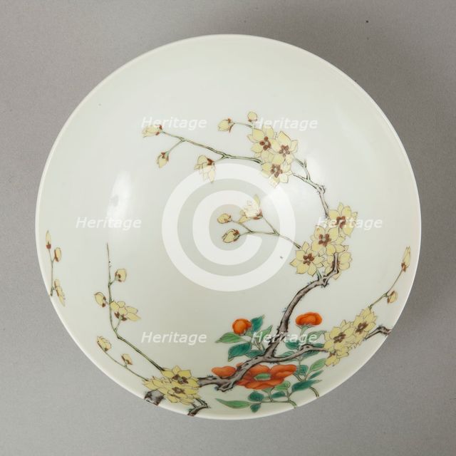 Famille rose bowl with floral decoration, 20th century. Creator: Unknown.