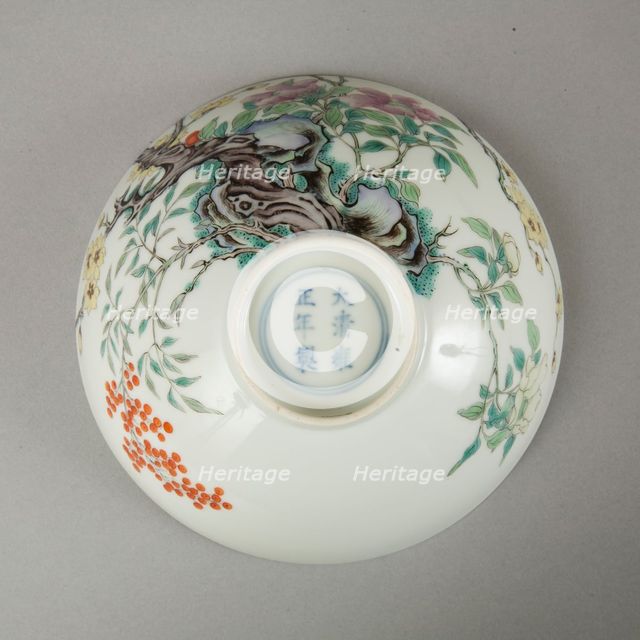 Famille rose bowl with floral decoration, 20th century. Creator: Unknown.