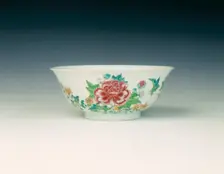 Famille rose bowl with peonies and daisies, Qing dynasty, Yongzheng period, China, 1723-1735. Creator: Unknown