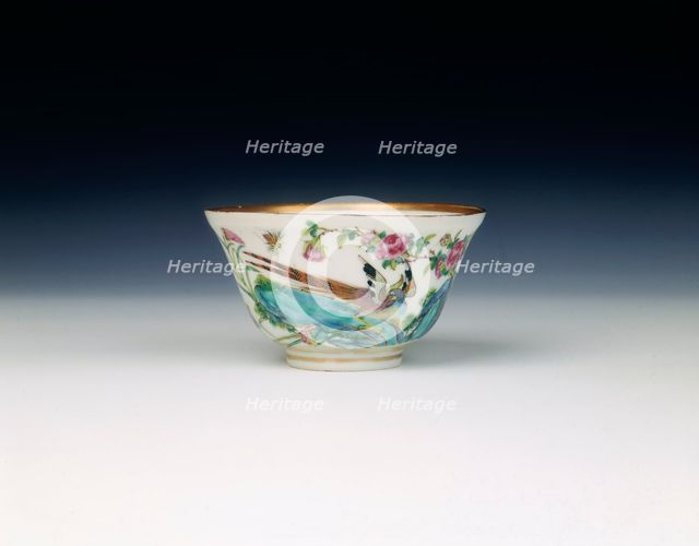 Famille rose bowl with pheasant, Qing dynasty, China, 1st half of 19th century. Creator: Unknown.
