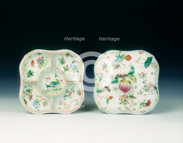 Famille rose box with flowers and insects, Qing dynasty, China, 1821-1850. Artist: Unknown