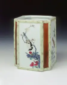 Famille rose brushpot, Yongzheng period, Qing dynasty, China, 1723-1735. Creator: Unknown