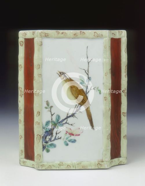Famille rose brushpot, Yongzheng period, Qing dynasty, China, 1723-1735. Creator: Unknown.
