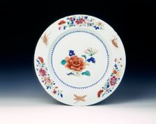 Famille rose dish with chrysanthenums and insects, Qing dynasty, China, 1730-1750