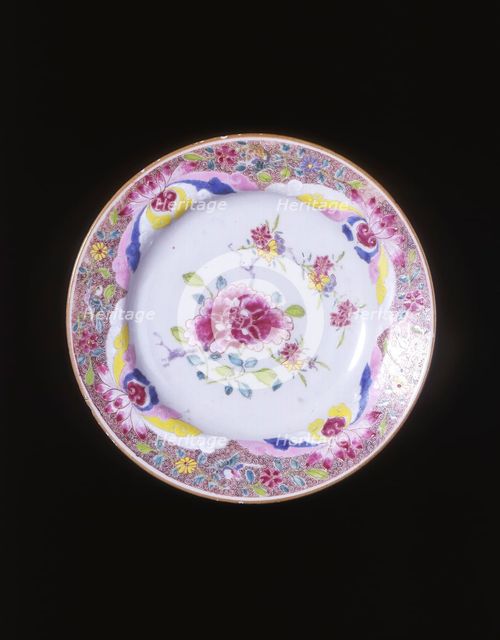 Famille rose plate with peony and floral sprays, Qing dynasty, China, 1750-1799. Artist: Unknown