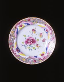Famille rose plate with peony and floral sprays, Qing dynasty, China, 1750-1799