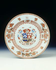 Famille rose plate with the arms of Alexander, Qing dynasty, China, c1726