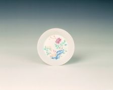 Famille rose saucer with peony and rock, Qing dynasty, Yongzheng period, China, 1723-1735. Creator: Unknown
