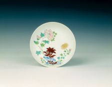 Famille rose saucer, Qing dynasty, China, c1730-1750. Creator: Unknown