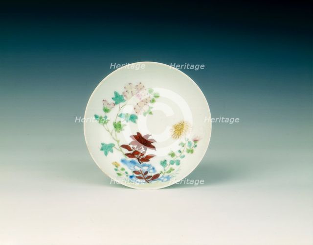 Famille rose saucer, Qing dynasty, China, c1730-1750. Creator: Unknown.