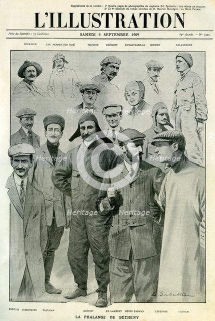 Famous aviators, cover of L'Illustration, 4 September 1909. Artist: Unknown