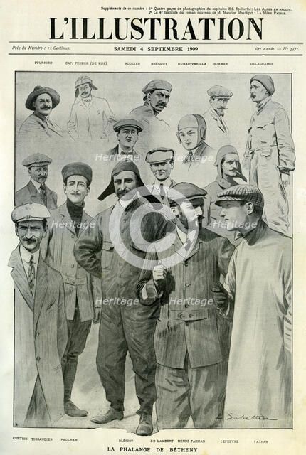 Famous aviators, cover of L'Illustration, 4 September 1909. Artist: Unknown