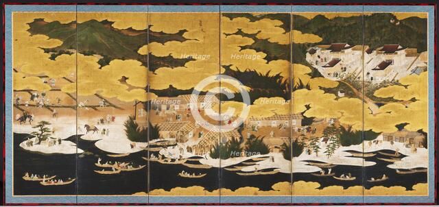 Famous Views of Omi, 1660s-90s. Creator: Kano Ein? (Japanese, 1631-1697), circle of.