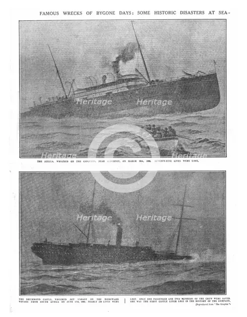 'Famous Wrecks of Bygone Days: Some Historic Disasters at Sea', April 20, 1912. Creator: Unknown.