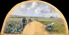 Fan Mount: The Cabbage Gatherers, ca. 1878-79. Creator: Camille Pissarro