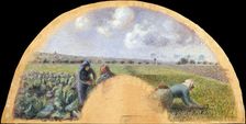 Fan Mount: The Cabbage Gatherers, ca. 1878-79. Creator: Camille Pissarro