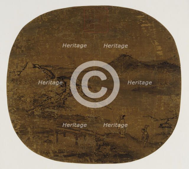 Fan mounted as an album leaf, Ming dynasty, 1368-1644. Creator: Unknown.