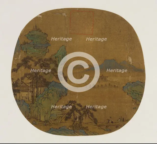 Fan mounted as an album leaf, Ming dynasty, 1368-1644. Creator: Unknown.
