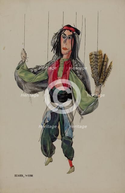 Fan Dancer Marionette, c. 1937. Creator: Elmer Weise.