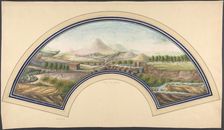 Fan Design with Mount Vesuvius, 19th century. Creator: Unknown