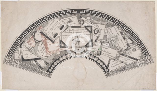 Fan Design with Republican Assignats (French Revolutionary Money), ca. 1795., ca. 1795. Creator: Anon.