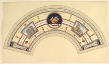 Fan Design with the Pantheon and the Colosseum, 18th century. Creator: Anon