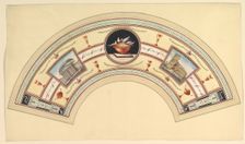 Fan Design with the Pantheon and the Colosseum, 18th century. Creator: Anon