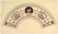 Fan Design with the Pantheon and the Colosseum, 18th century. Creator: Anon