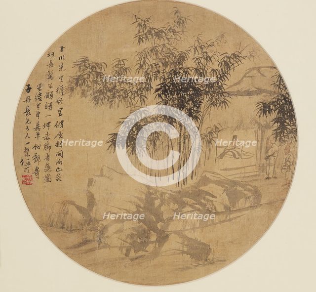 Fan painting - Landscape, 19th century, (1801-1900). Artist: Unknown.