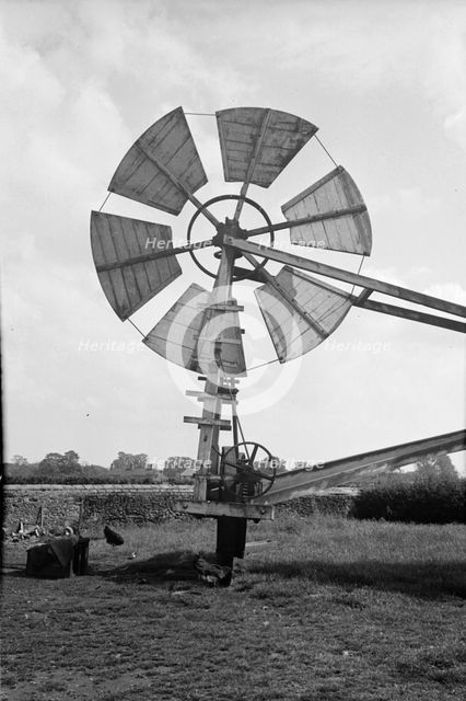 Fan staging on a windmill at Tottenhill in Norfolk, 1936. Artist: HES Simmons