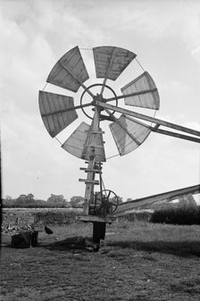 Fan staging on a windmill at Tottenhill in Norfolk, 1936. Artist: HES Simmons