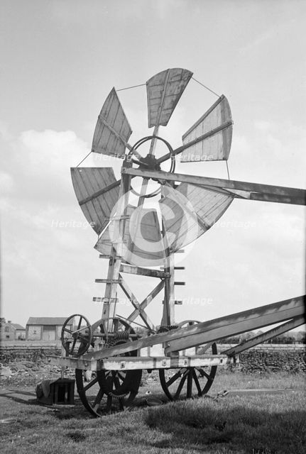Fan staging on a post mill at Tottenhill, Norfolk, 1936. Artist: HES Simmons