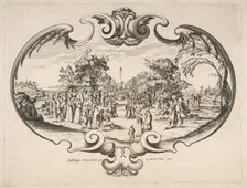 Fan with figures in a garden. Creator: Attributed to Nicolas Cochin (French, Troyes 1610-1686 Paris)