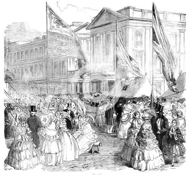 Fancy Bazaar at the Wellington Barracks, St. James's-Park, 1856.  Creator: Unknown.