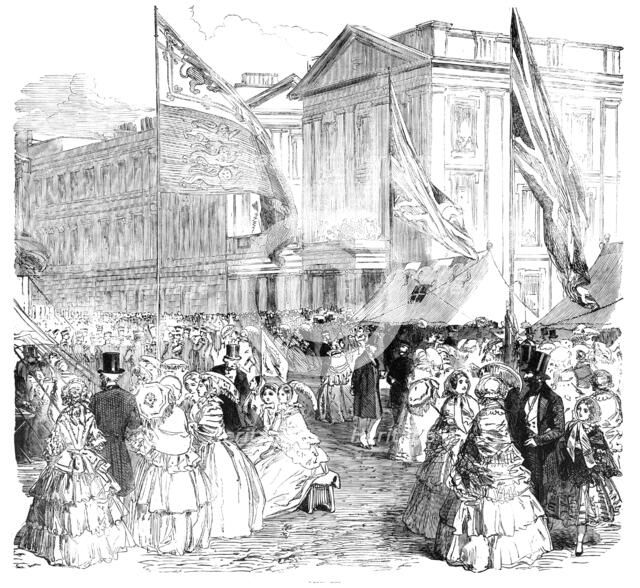Fancy Bazaar at the Wellington Barracks, St. James's-Park, 1856.  Creator: Unknown.