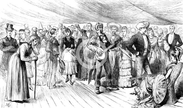 Fancy-Dress Ball on board H.M. troop-ship Serapis, on Crossing the Line, 1883. Creator: Unknown.