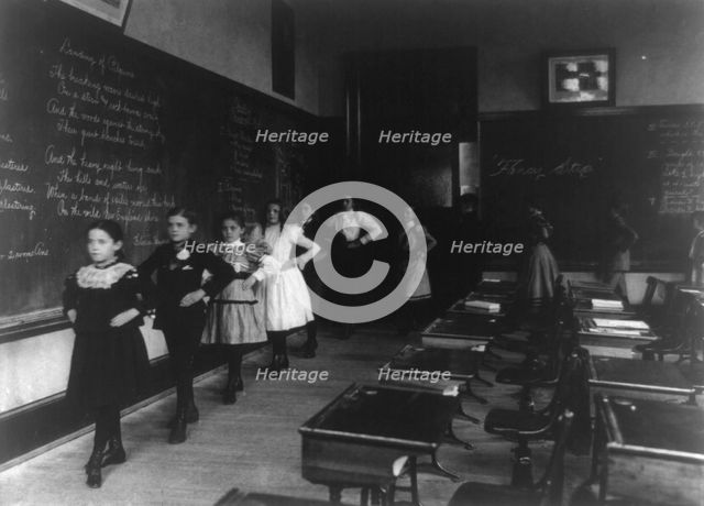 "Fancy step" around the classroom, 3rd Division, (1899?). Creator: Frances Benjamin Johnston.