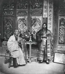 Fangguangyan monastery, Fujian province, China: two Buddhist priests, 1870-1871. Creator: John Thomson
