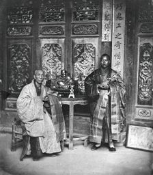 Fangguangyan monastery, Fujian province, China: two Buddhist priests, 1870-1871. Creator: John Thomson