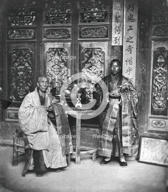 Fangguangyan monastery, Fujian province, China: two Buddhist priests, 1870-1871. Creator: John Thomson.