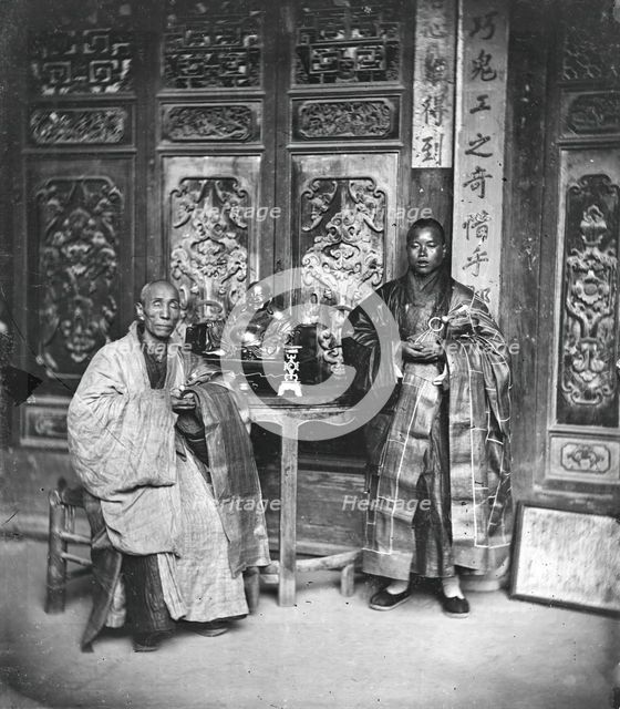 Fangguangyan monastery, Fujian province, China: two Buddhist priests, 1870-1871. Creator: John Thomson.