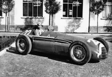 Fangio in Alfa Romeo, prior to the San Remo Grand Prix, Italy, 1950