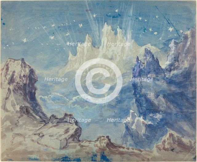 Fantastic Mountainous Landscape with a Starry Sky. Creator: Robert Caney.