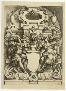 Fantastic Architecture, plate 36 (later 44, and 125) from Architectura, c. 1596. Creator: Wendel Dietterlin the Elder