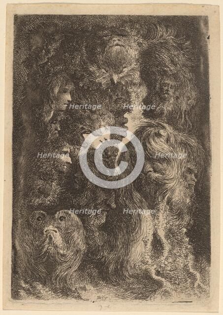 Fantastic Heads, 1638. Creator: Jacob III de Gheyn.